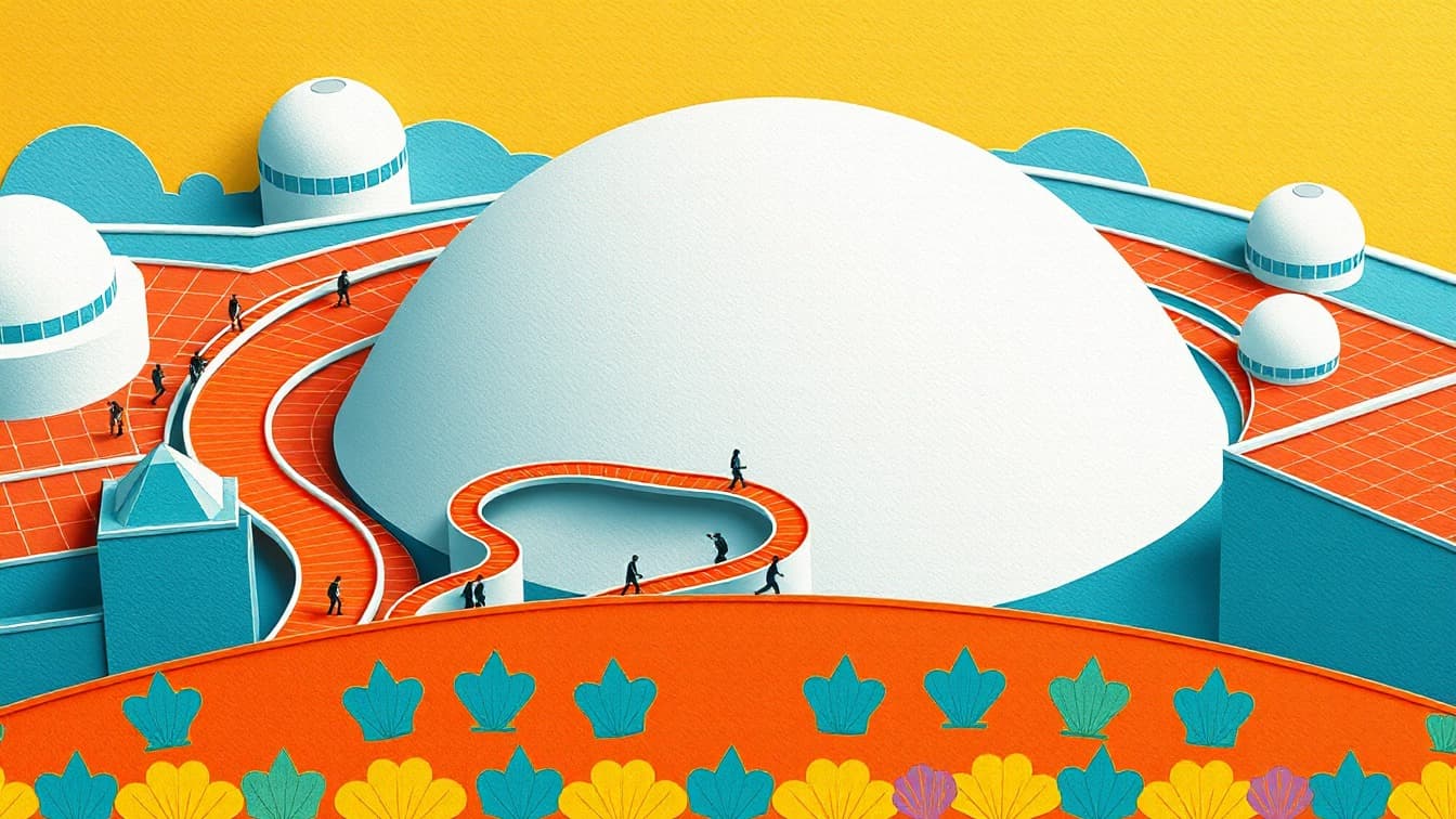 Illustriertes Plakat: Hemisfèric: eine hypnotisierende Licht- und Kinoshow ohne Warteschlangen – Hemisfèric, Valencia
