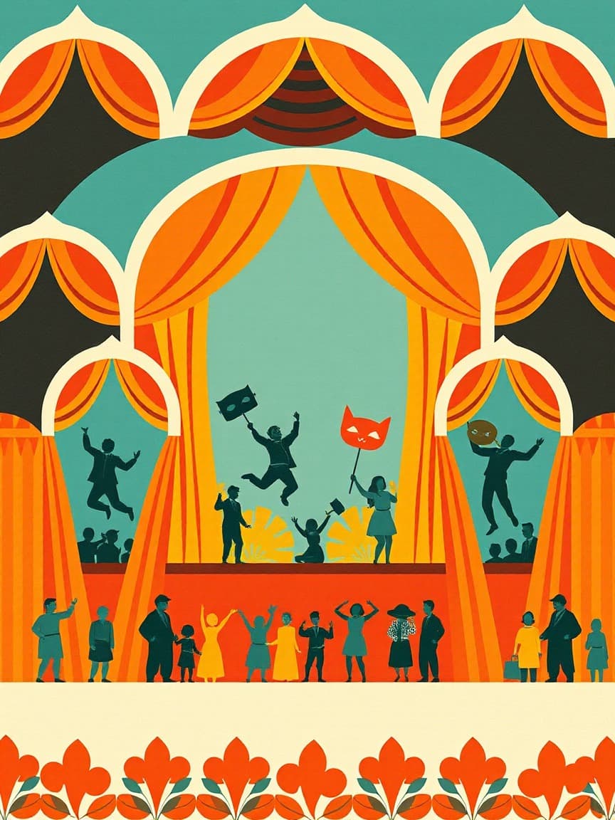 Illustriertes Plakat: CIRCUITO MUNICIPAL DE TEATRO: PROGRAMA OCTUBRE 2026 in Cartagena
