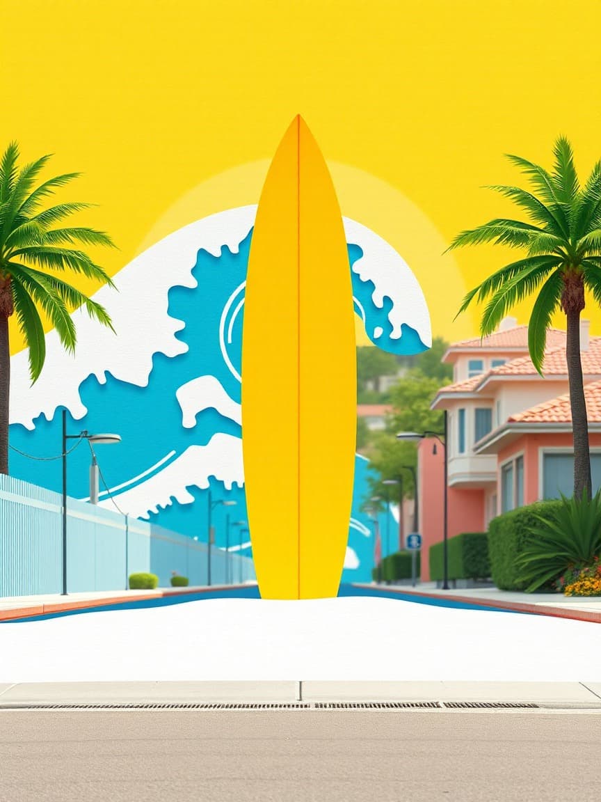 Locandina illustrata: Playa de las Américas: Lezione di surf privata o in piccolo gruppo presso Tenerife water activities, Adeje