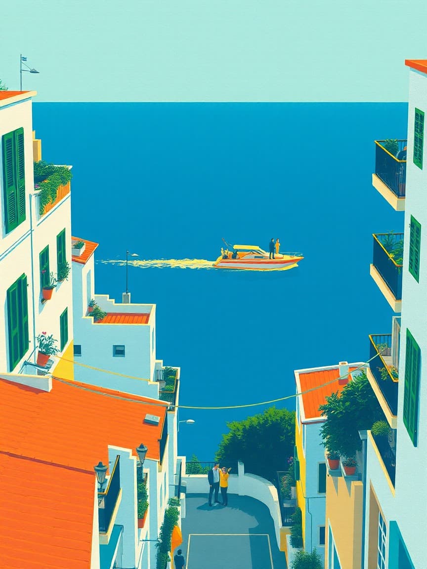 Locandina illustrata: Los Cristianos: Gita in barca guidata per avvistare balene presso Cruceros en Los Cristianos, Santa Cruz de Tenerife