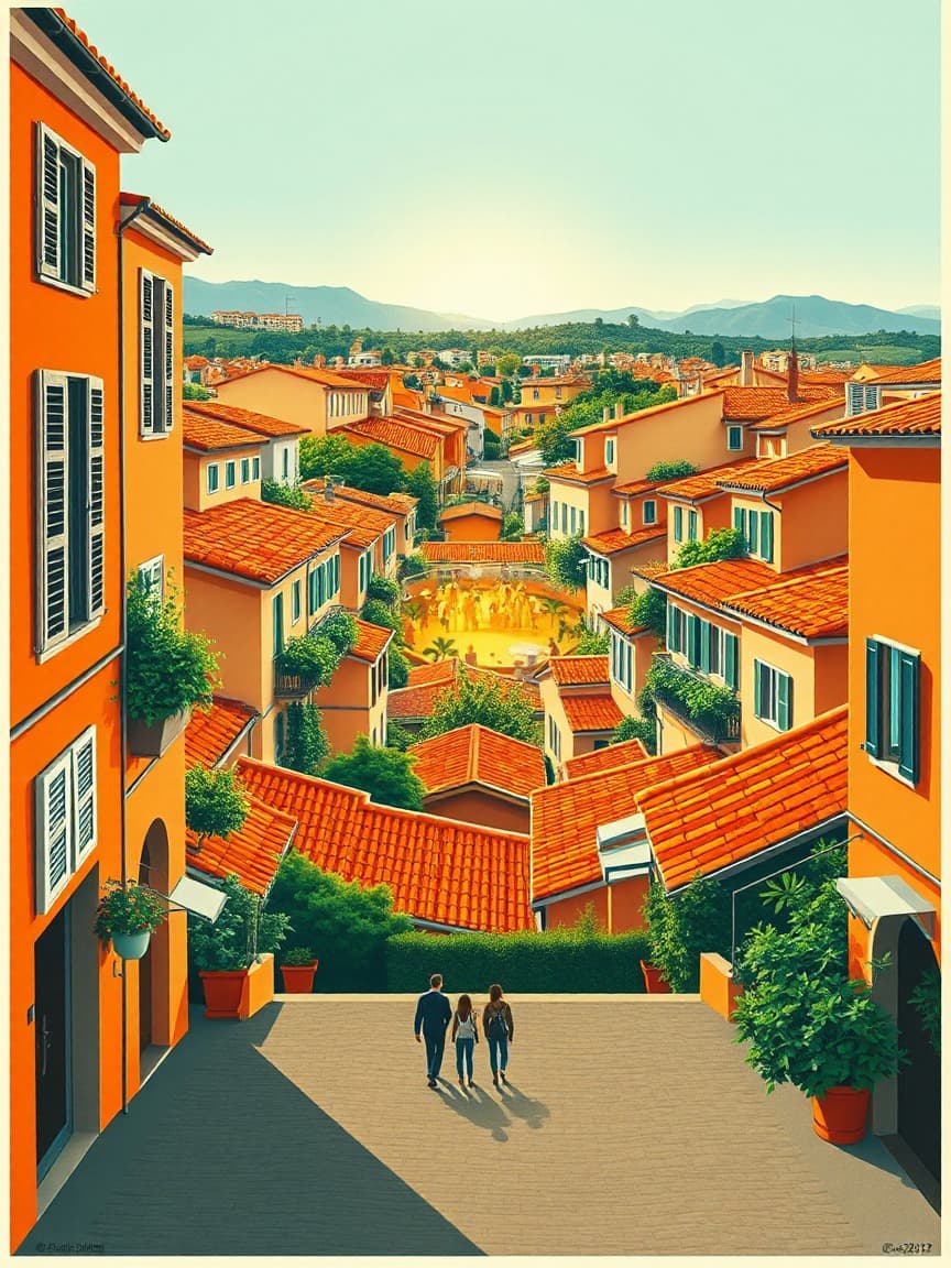 Affiche illustrée: Mercado de la Ribera à Bilbao