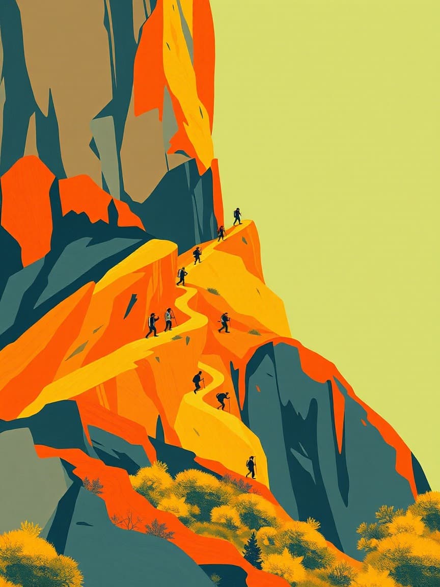 Illustriertes Plakat: Vía Ferrata de Moclín: Geführte Tour ab Granada – Calle Neptuno, 11, Granada