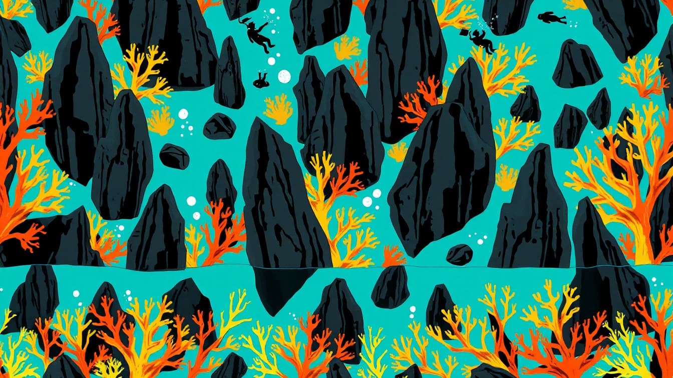 Locandina illustrata: Los Cristianos: Snorkeling su una barriera lavica presso Tenerife water activities, Adeje