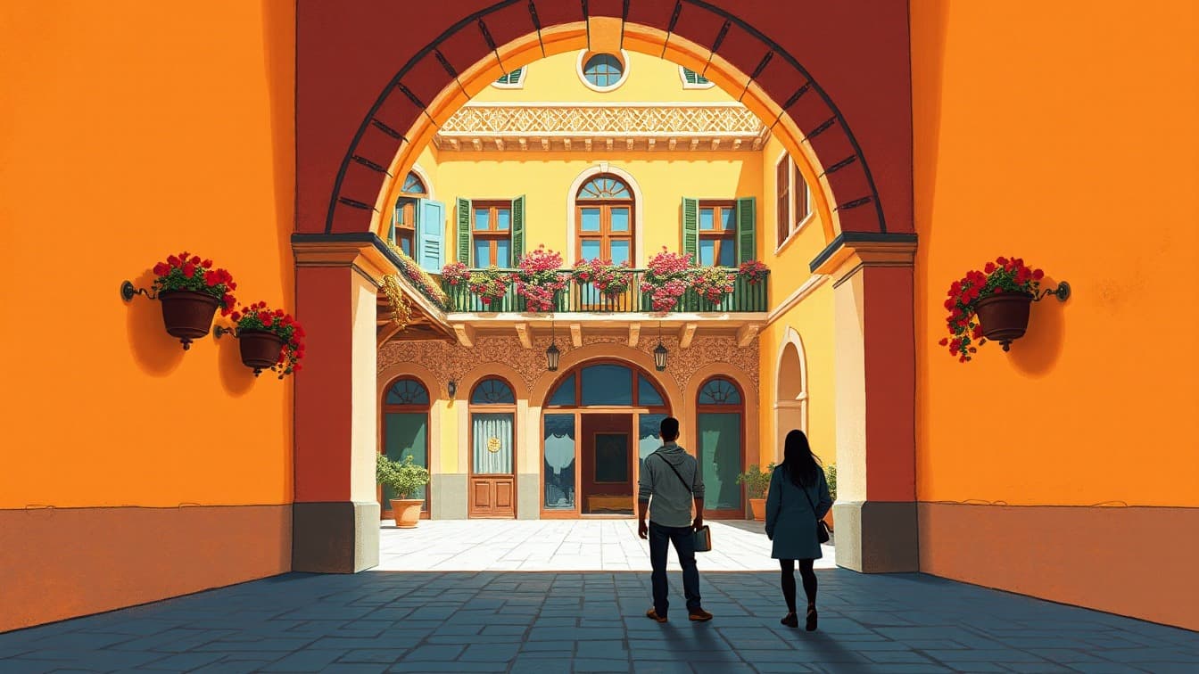Illustrated poster: Córdoba Tourist Bus at Visitas Ciudad Córdoba