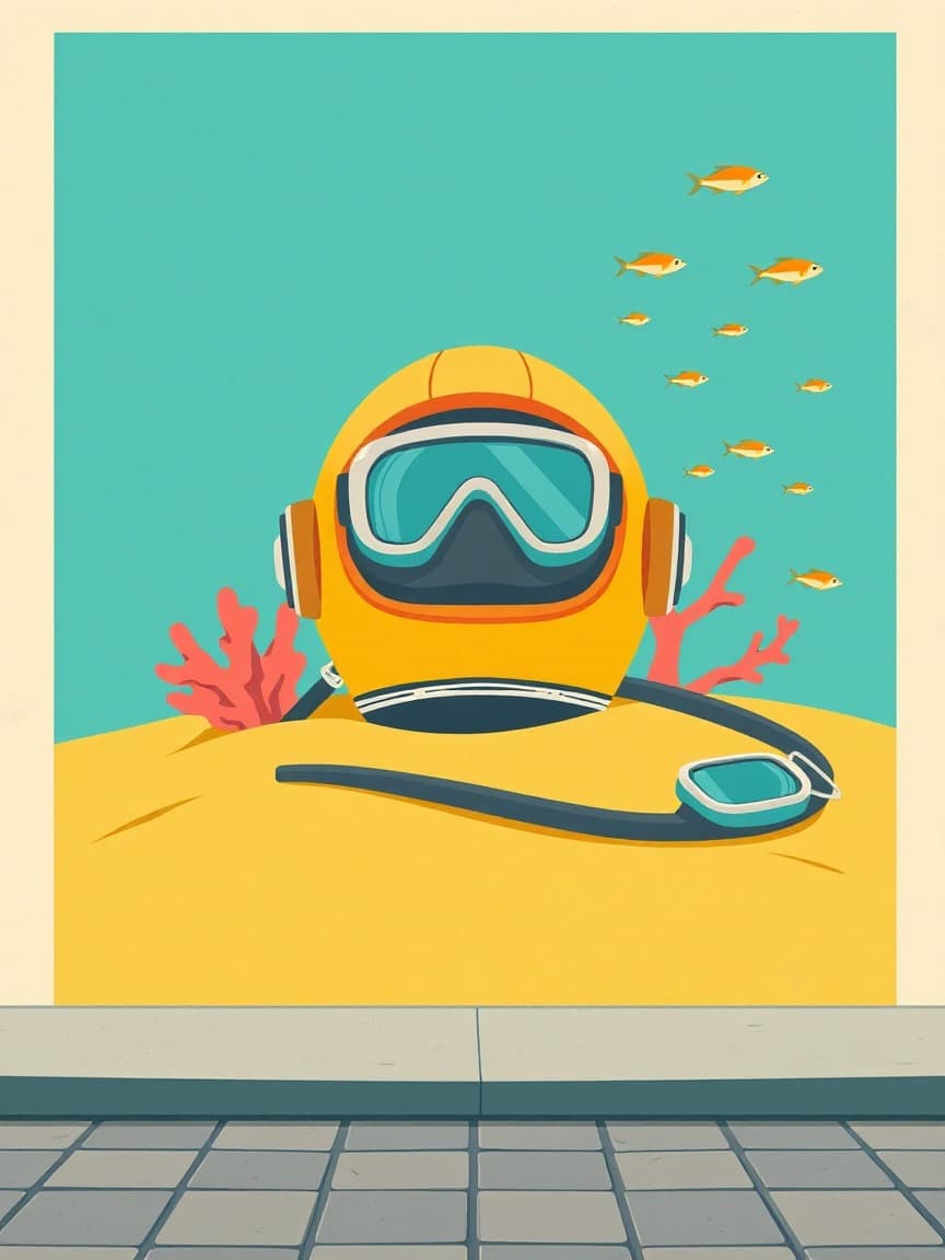 Illustrated poster: Tenerife: Guided underwater hiking experience at Actividades acuáticas en Tenerife, Adeje
