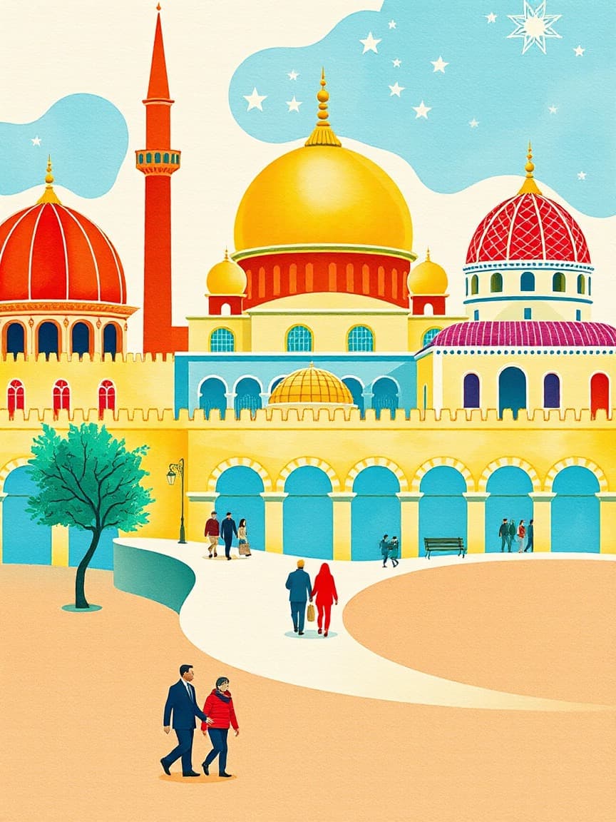 Illustriertes Plakat: Synagoge, Alcázar und Mezquita Catedral de Córdoba: Geführte Tour – Mezquita Catedral de Córdoba