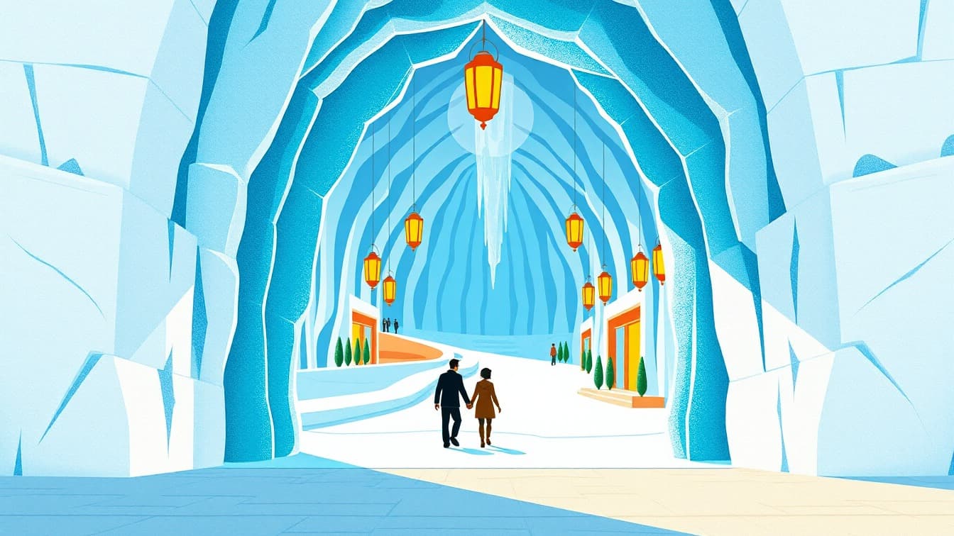 Illustrated poster: Icebarcelona: Romantic Pack at Icebarcelona
