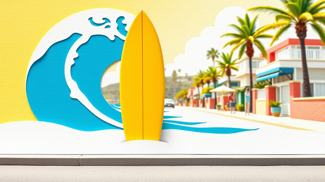 Locandina illustrata: Playa de las Américas: Lezione di surf privata o in piccolo gruppo presso Tenerife water activities, Adeje