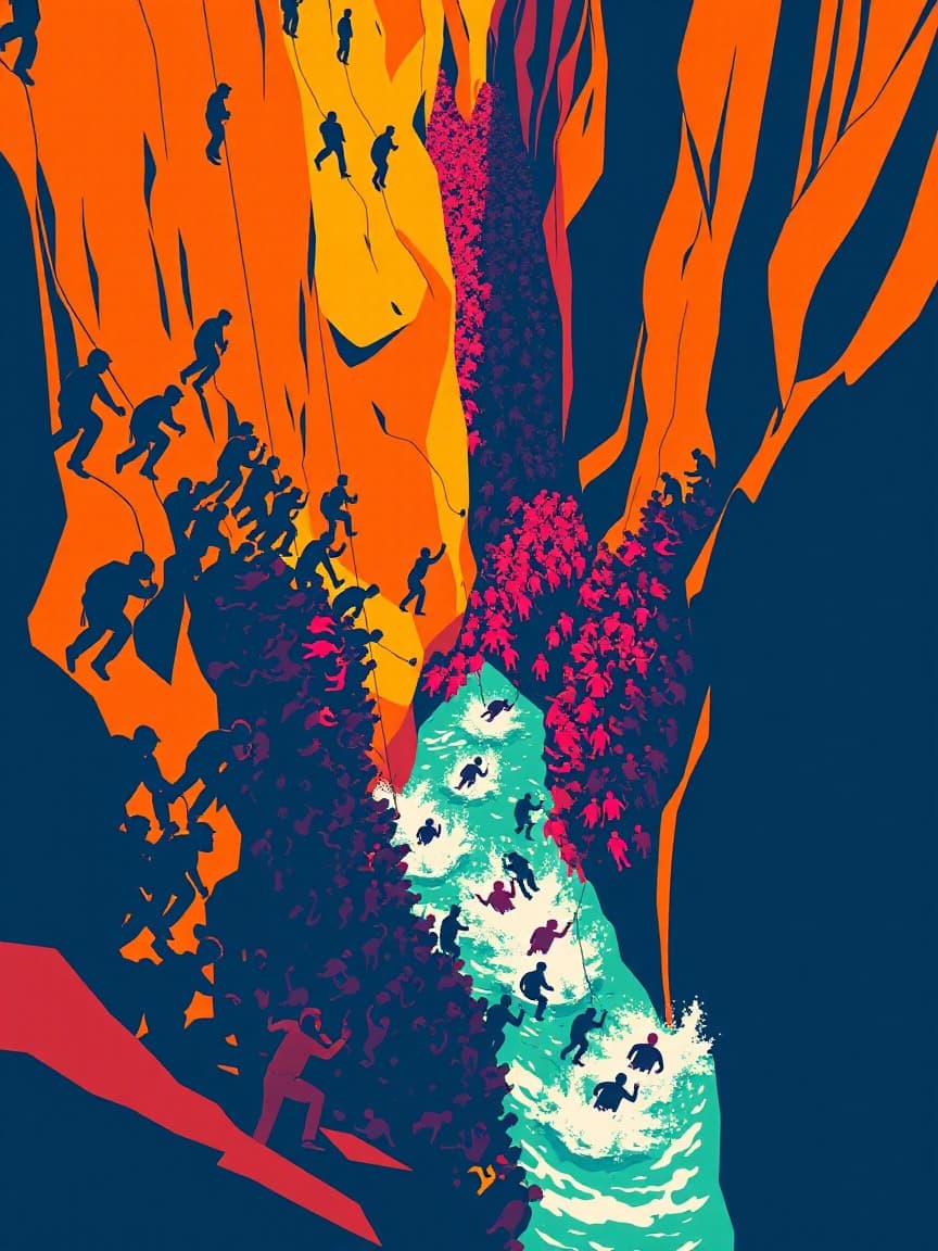 Illustriertes Plakat: Aus Alicante: Aquatische Canyoning-Erfahrung in der Nähe von Alicante – Barranco Gorgo de la Escalera, Anna, Valencia