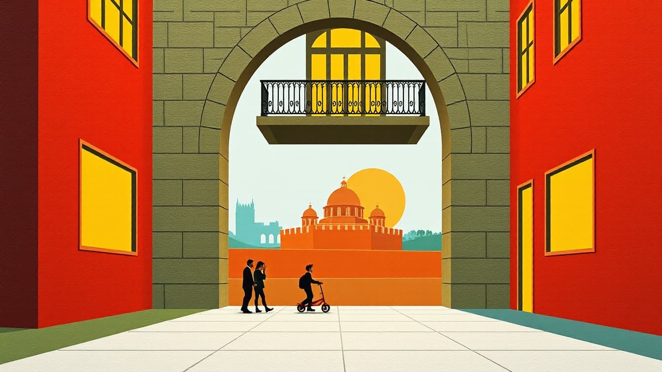 Illustrated poster: Evening 2-hour Segway Tour of Palma at Carrer del Palau Reial, 12, Palma de Mallorca