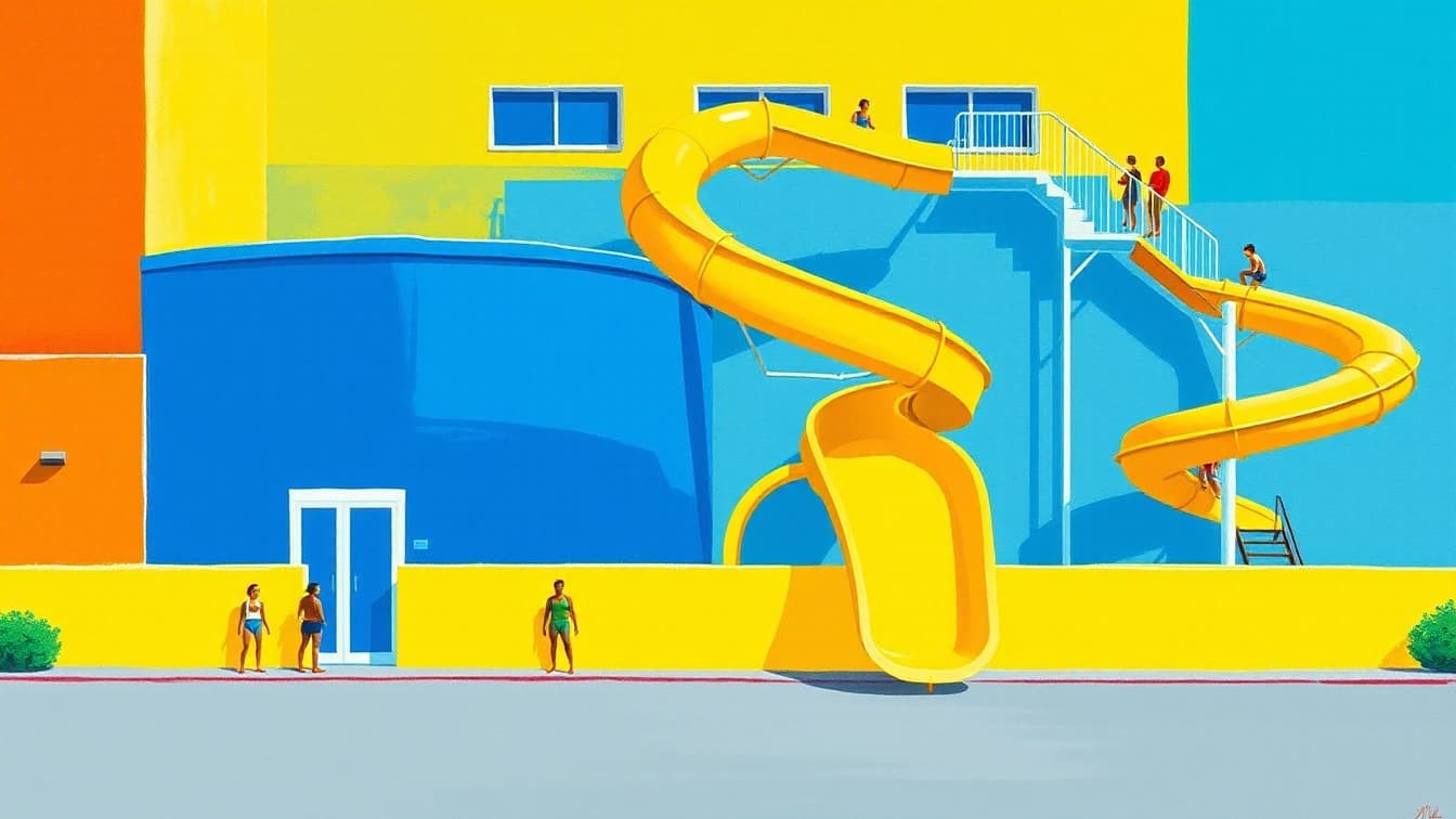 Illustrated poster: Aqualand Torremolinos: Entry at Aqualand Torremolinos, Malaga