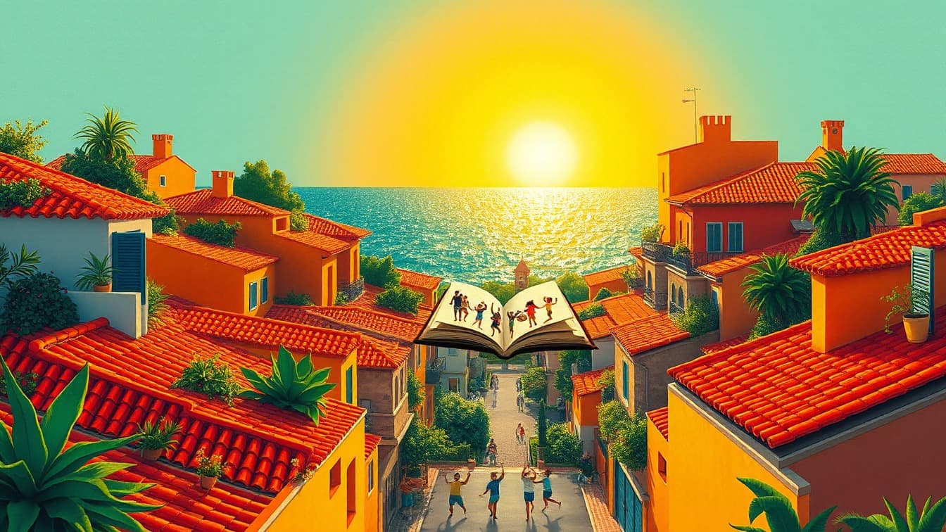 Illustriertes Plakat: ESPECTÁCULO FAMILIAR: La Cuentera viajera presenta Cuentos del viento in Cartagena