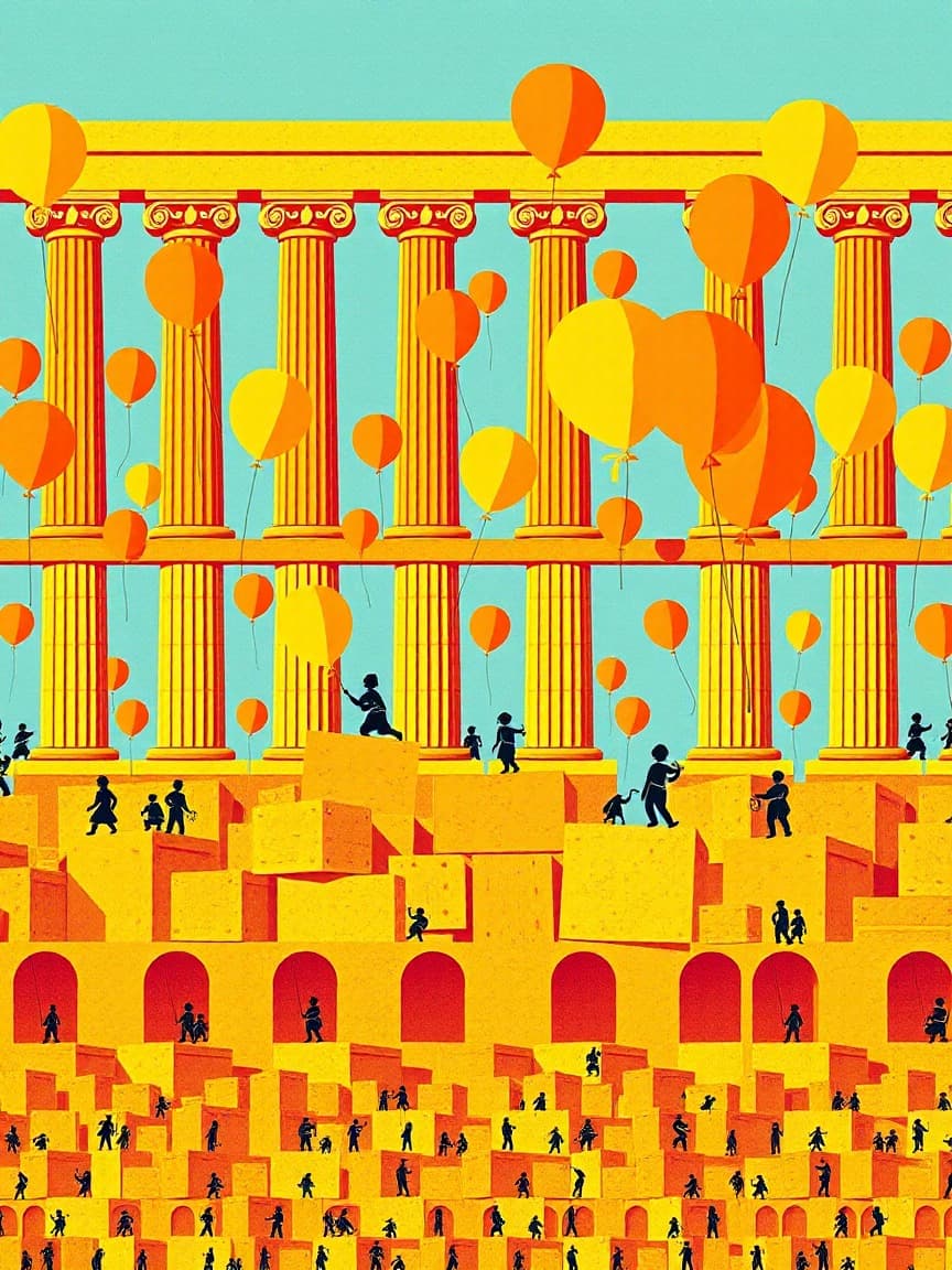 Cartel ilustrado: 'VEN AL TEATRO. ROMANO SOY'. Visita familiar en Museo del Teatro Romano, Cartagena