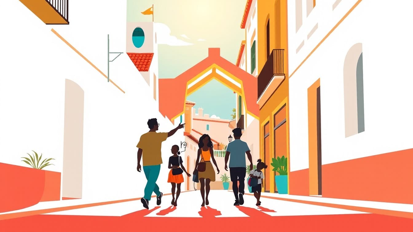 Illustriertes Plakat: Spiel durch die Straßen von Málaga: Magic Portal – Calle Ángel Ganivet, Málaga