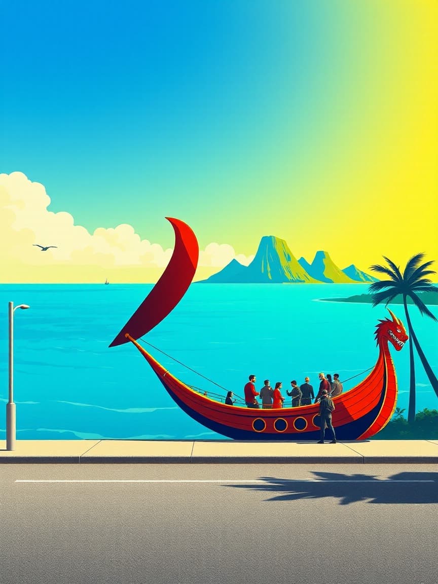 Illustriertes Plakat: Los Cristianos: Viking Tenerife Ragnarok – Cruceros en Los Cristianos, Santa Cruz de Tenerife