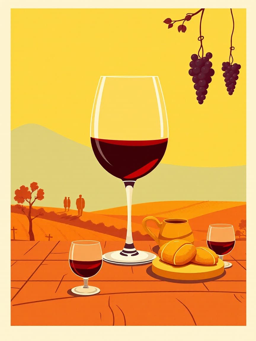 Affiche illustrée: Montserrat y Bodegas: Excursion aller-retour + Dégustation de vin avec nourriture traditionnelle à Macizo de Montserrat, Barcelone